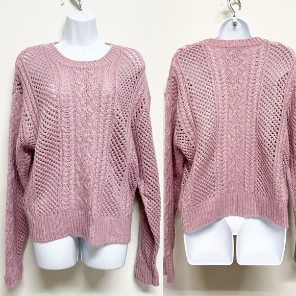 John + Jenn Womens Chunky Knit English Rose Cable Knit Pull Over Sweater Size S - Picture 1 of 10